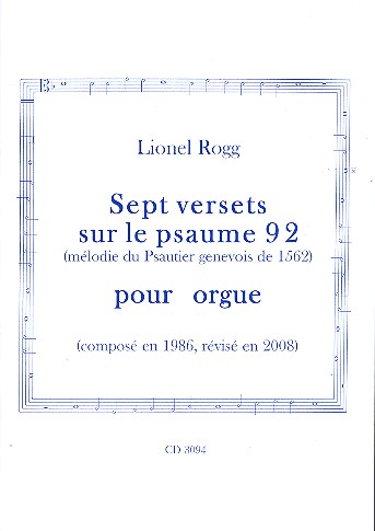 6 Versets sur le psaume 92  pour orgue  