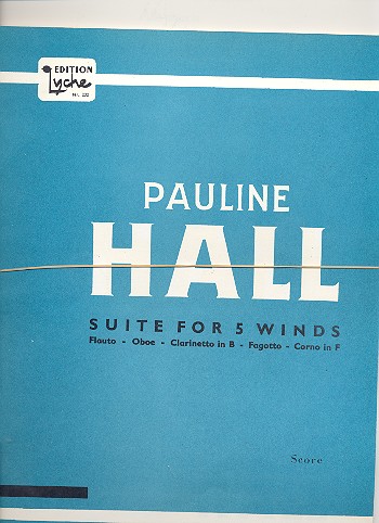 Suite for 5 Winds&nbsp;&nbsp;für Flöte, Oboe, Klarinette Horn und Fagott&nbsp;&nbsp;Partitur