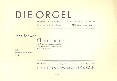 Choralsonate über ein eigenes geistliches Lied  für Sopranblockflöte und Orgel  