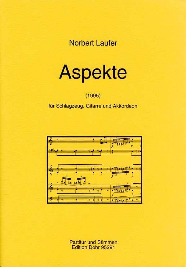 Aspekte für Schlagzeug, Gitarre  und Akkordeon  Partitur und Stimmen