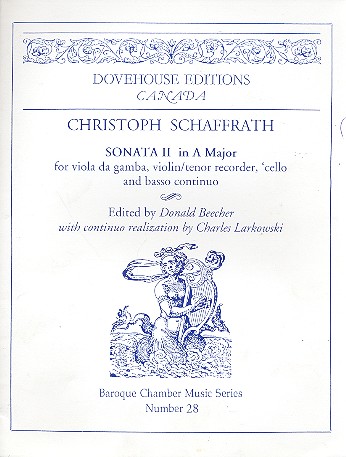 Sonate A-Dur Nr.2 für Viola da gamba,  Violine (Blockflöte), Violoncello und Bc  Partitur und Stimmen (Bc ausgesetzt)