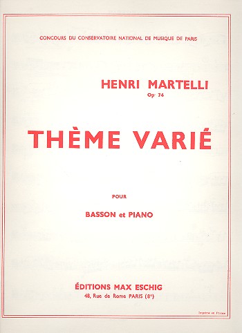 Thème varié op.74 pour basson et piano    