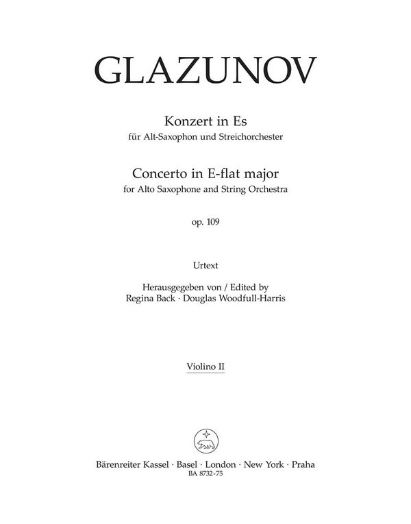Konzert Es-Dur op.109&nbsp;&nbsp;für Altsaxophon und Streichorchester&nbsp;&nbsp;Violine 2