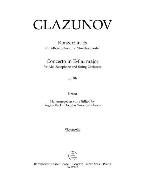 Konzert Es-Dur op.109 &nbsp;&nbsp;für Altsaxophon und Streichorchester&nbsp;&nbsp;Violoncello
