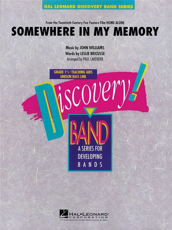 Somewhere in my Memory: for concert band&nbsp;&nbsp;score and parts&nbsp;&nbsp;