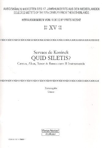 Quid siletis für 4 Stimmen und Instrumente&nbsp;&nbsp;Partitur&nbsp;&nbsp;