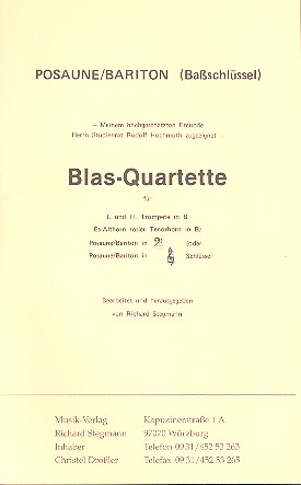 Blas-Quartette für 4 Blechbläser  Posaune (Bariton) im Bassschlüssel  