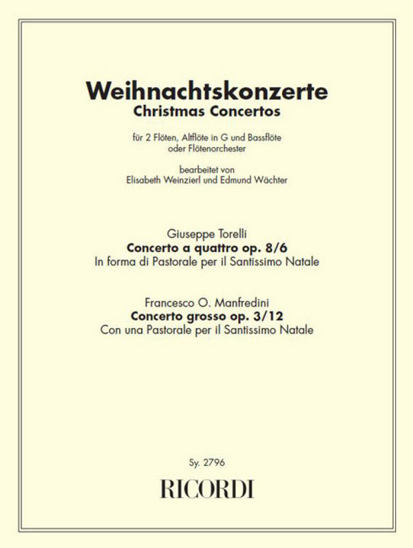 Weihnachtskonzerte für 2 Flöten,&nbsp;&nbsp;Altflöte und Bassflöte&nbsp;&nbsp;Partitur und Stimmen