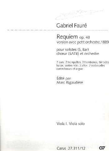 Requiem op.48&nbsp;&nbsp;für Soli, gem Chor und Kammerorchester&nbsp;&nbsp;Viola solo /Viola 1