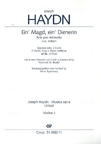 Ein' Magd ein' Dienerin Hob.XXIIId:1&nbsp;&nbsp;für Sopran und Instrumente&nbsp;&nbsp;Violine 1