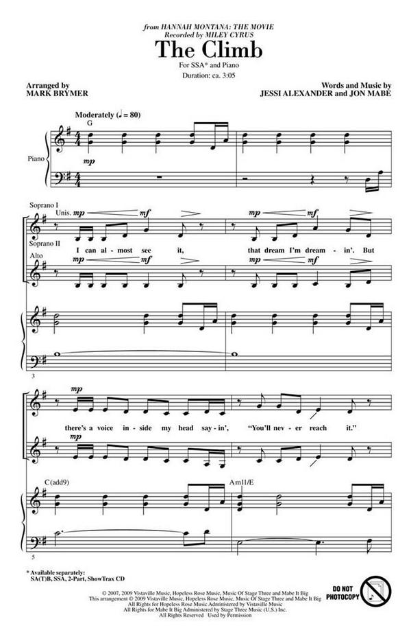 The Climb for female chorus  and piano  