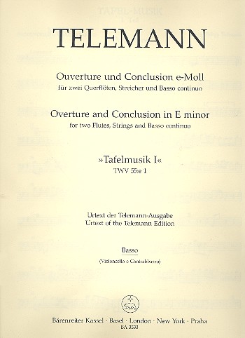 Tafelmusik 1 TWV55:e1 für 2 Flöten,&nbsp;&nbsp;Streicher und Bc&nbsp;&nbsp;Cello / Bass
