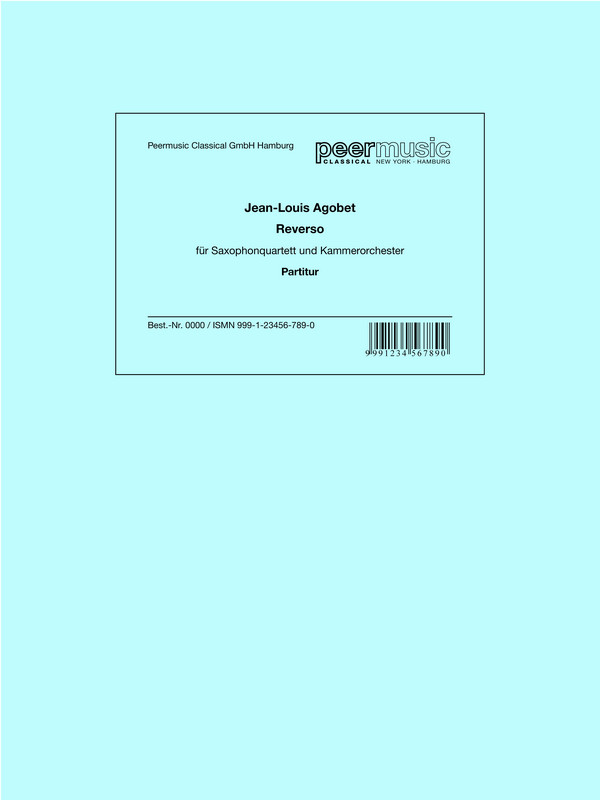 Reverso  pour saxophone quartet (SATBar) et orchestre de chambre  partition