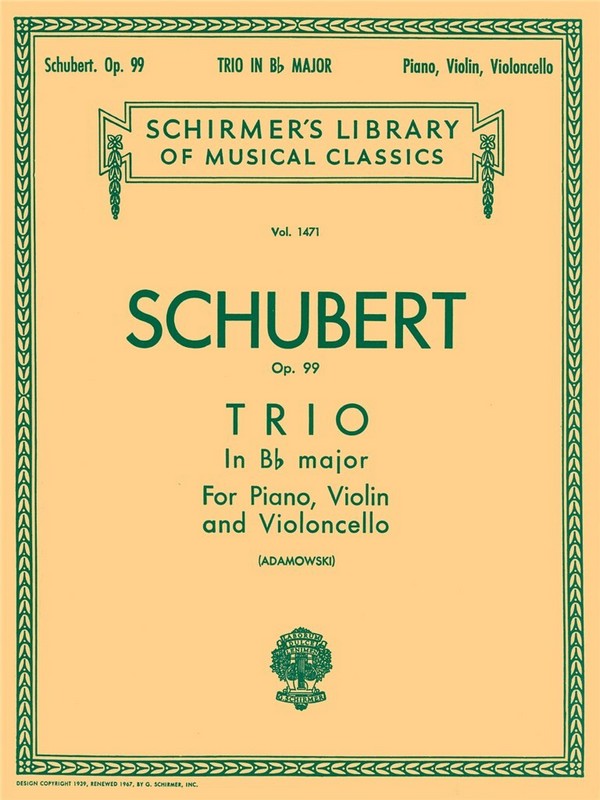 Trio B-Dur op.99 für Violine, Violoncello&nbsp;&nbsp;und Klavier&nbsp;&nbsp;Stimmen