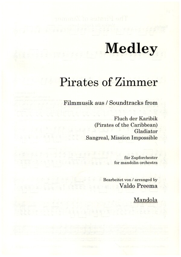 The Pirates of Zimmer (Medley):  für Zupforchester  Mandola