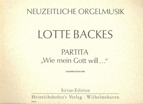 Partita Wie mein Gott will bin ich bereit  für Orgel  Faksimile