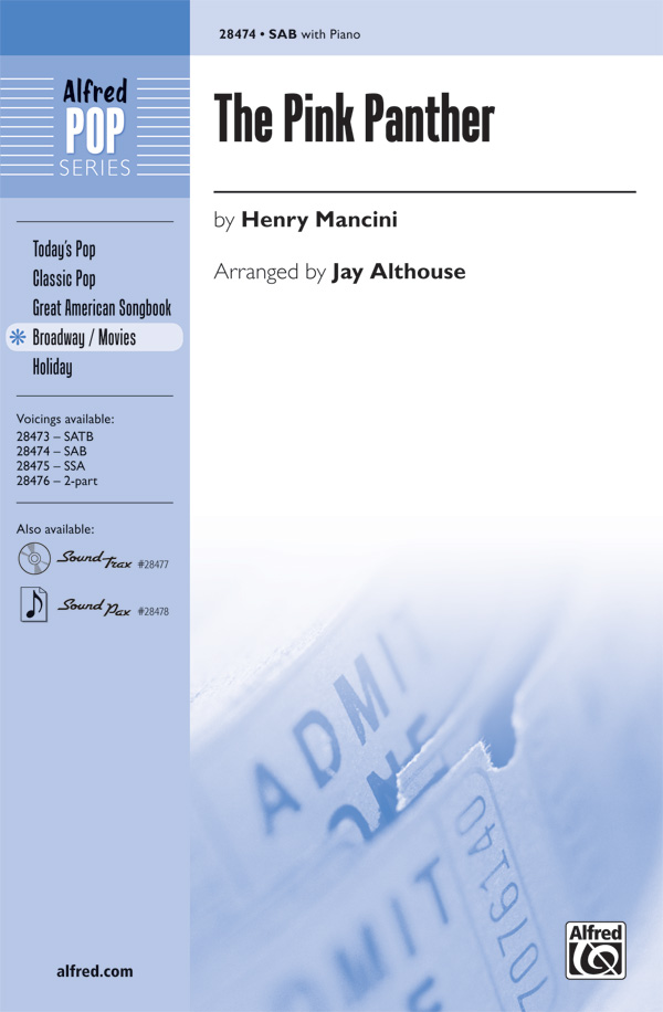 The Pink Panther for mixed chorus (SAB)  and piano  score