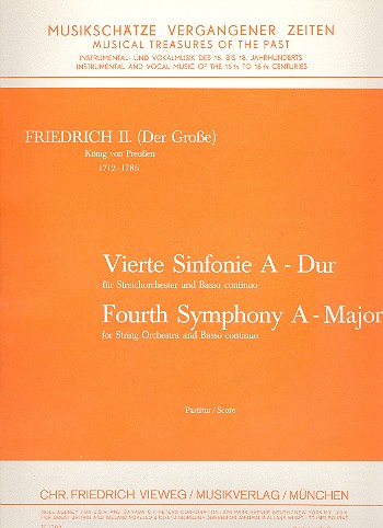 Sinfonie A-Dur Nr.4  für Streichorchester und Bc  Partitur