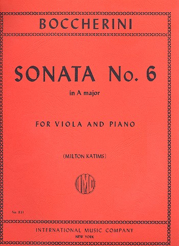 Sonata a major no.6&nbsp;&nbsp;for viola and piano&nbsp;&nbsp;