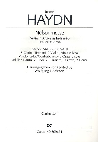 Missa in angustiis d-Moll Hob.XXII:11&nbsp;&nbsp;für Soli, Chor und Orchester&nbsp;&nbsp;Klarinette 1