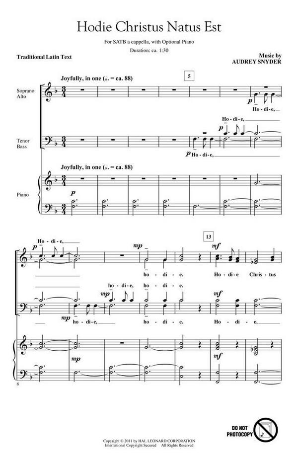 Hode christus natus est for mixed chorus  a cappella  score