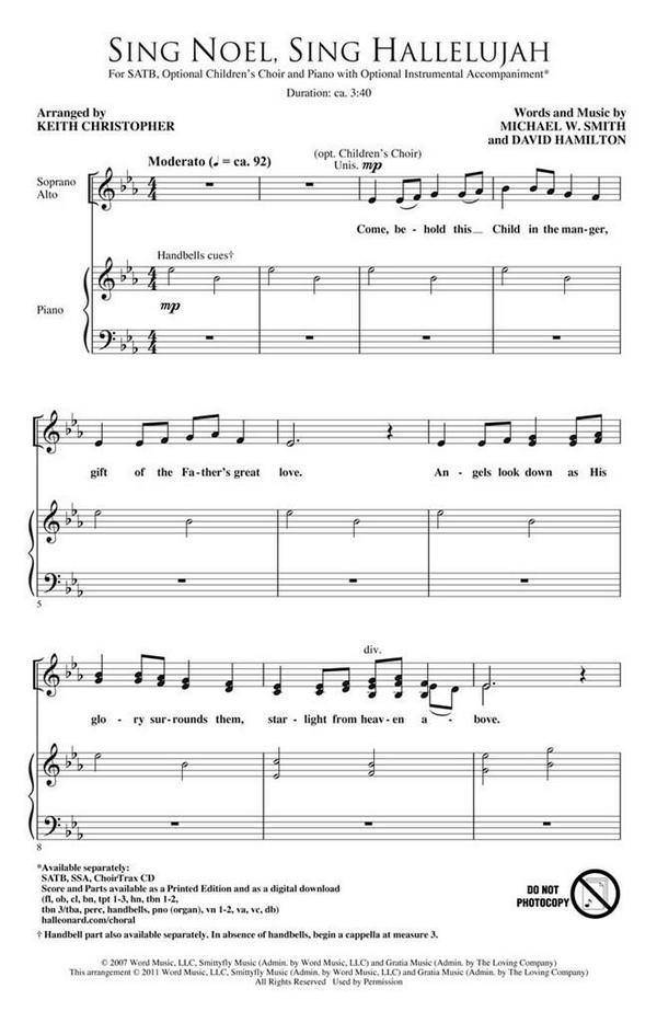 Sing Noel sing Hallelujah for mixed chorus&nbsp;&nbsp;(SATB) and instruments&nbsp;&nbsp;vocal score