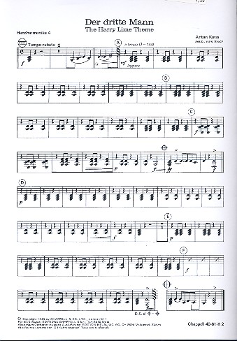 Der dritte Mann für Akkordeonorchester&nbsp;&nbsp;Handharmonika 1/2/3/4&nbsp;&nbsp;
