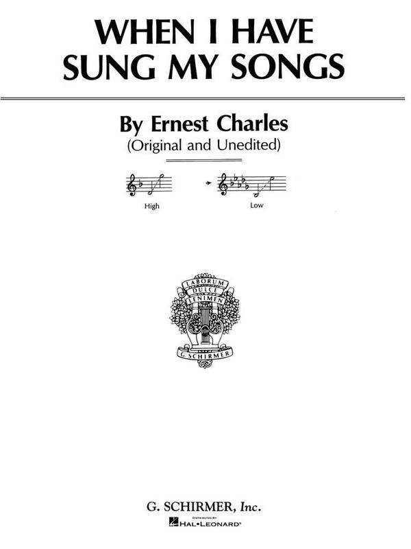 Ernest, when I have sung for low voice&nbsp;&nbsp;and piano&nbsp;&nbsp;