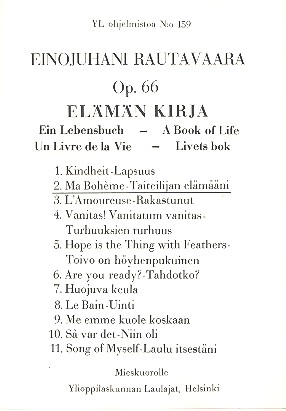 Taiteilijan elämääni op.66 für gem Cor  a cappella  Partitur (fin/frz)