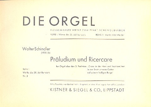 Präludium und Ricercare  für Orgel  