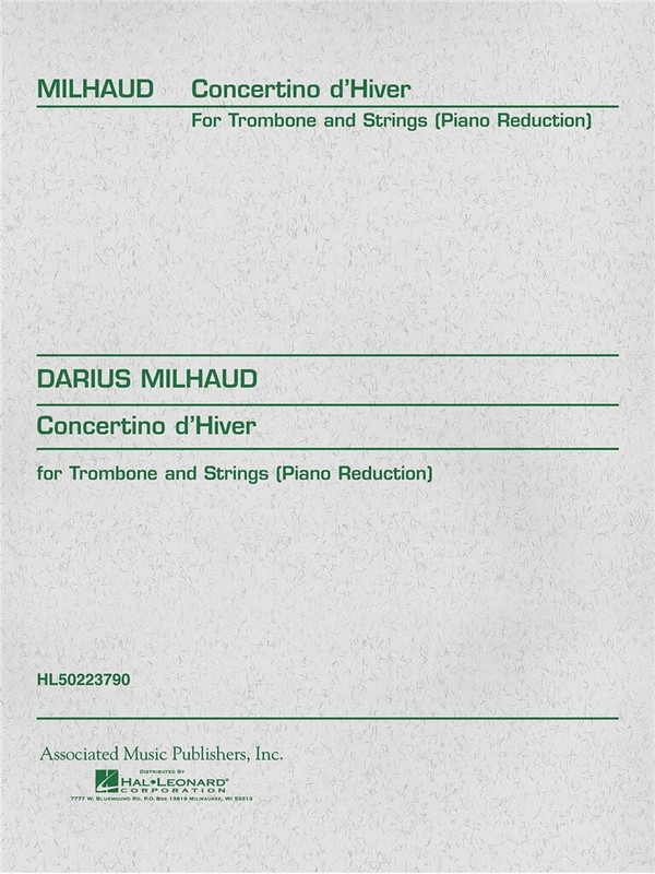 Concertino d'Hiver    for trombone and strings  piano reduction with solo part