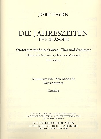 Die Jahreszeiten Hob.XXI:3  für Soli, gem Chor und Orchester  Cembalo