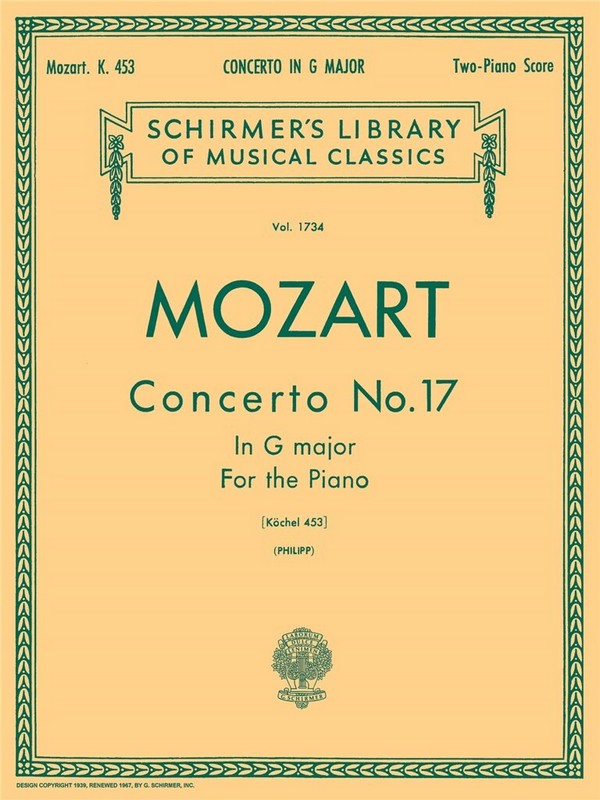 Concerto in G Major no.17 KV453 for piano&nbsp;&nbsp;and orchestra for 2 pianos&nbsp;&nbsp;score
