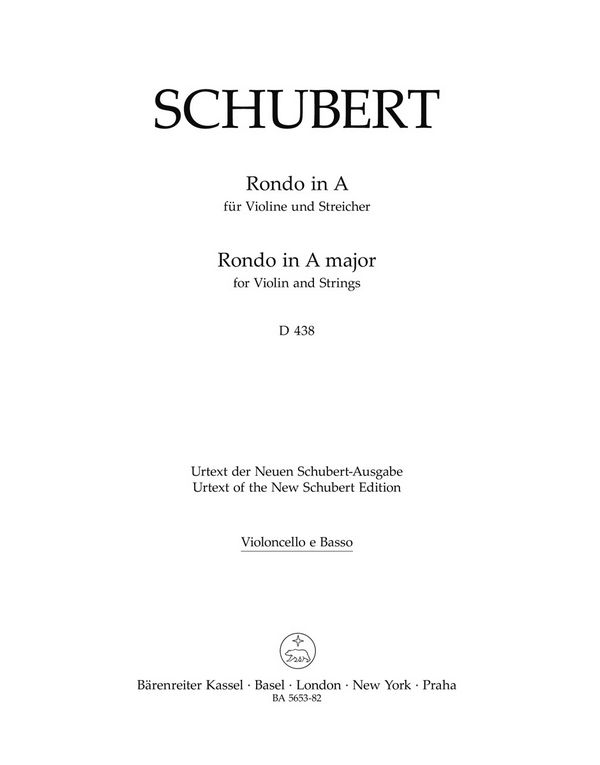 Rondo A-Dur D438 für Violine&nbsp;&nbsp;und Streicher (Streichorchester)&nbsp;&nbsp;Cello/Bass