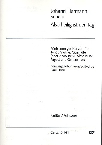 Also heilig ist der Tag für Tenor und  Instrumente  Partitur