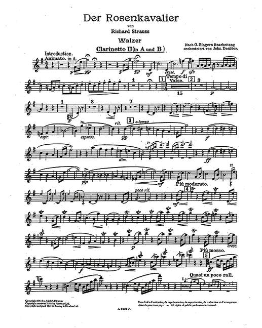 Tanz-Walzer aus Der Rosenkavalier op. 59&nbsp;&nbsp;für Orchester&nbsp;&nbsp;Klarinette 2