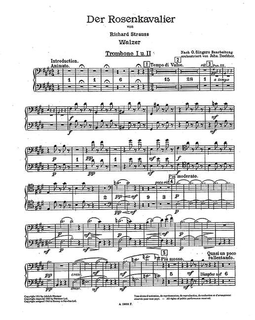 Tanz-Walzer aus Der Rosenkavalier op. 59&nbsp;&nbsp;für Orchester&nbsp;&nbsp;Posaune 1 und 2