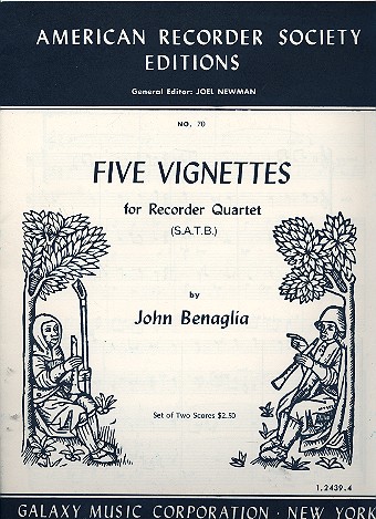 5 Vignettes for 4 recorders (SATB)  set of 2 scores  