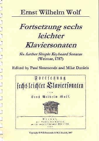 Fortsetzung 6 leichter Klaviersonaten  (Weimar 1787)  