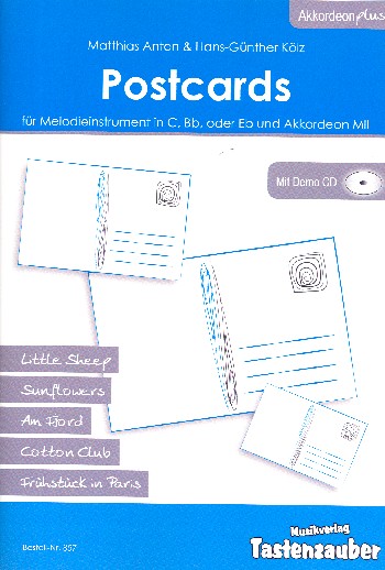 Postcards (+CD) für Melodieinstrument  und Akkordeon  Stimmen
