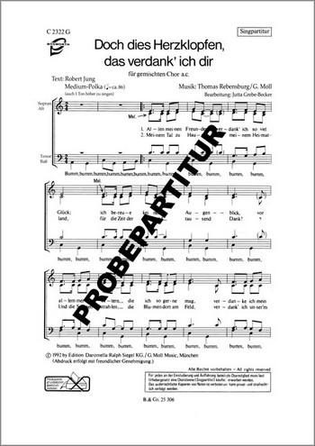 Doch dies Herzklopfen das verdank ich dir&nbsp;&nbsp;für gem Chor a cappella&nbsp;&nbsp;Partitur