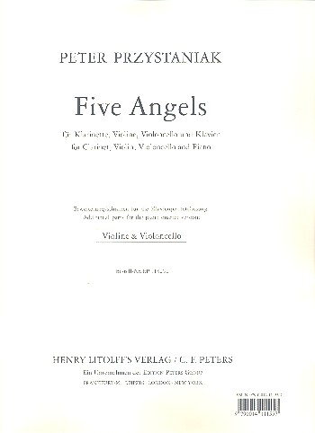 Five Angels&nbsp;&nbsp;für Klarinette, Violine, Violoncello und Klavier&nbsp;&nbsp;Erweiterungsstimmen Violine  und Violoncello,  Archivkopie