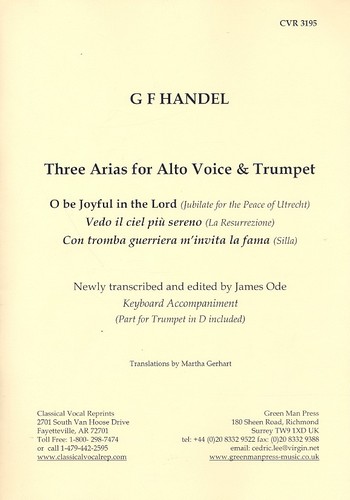 3 Arias for alto voice, trumpet  and keyboard  