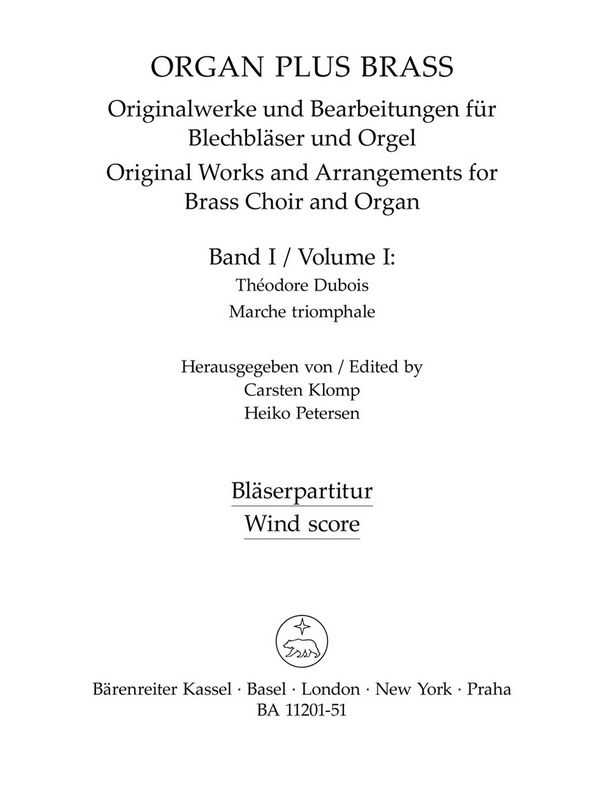 Marche triomphale für Orgel und  Blechbläser (Posaunenchor)  Bläserpartitur in C