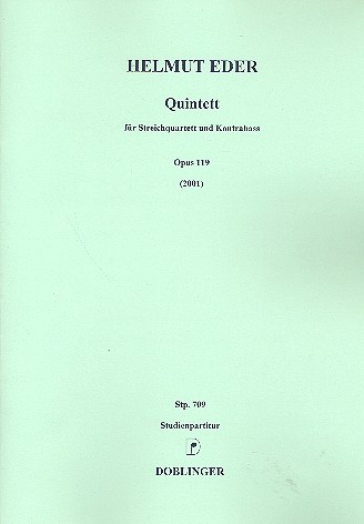 Quitett op.119 ür 2 Violinen, Viola,  Violoncello und Kontrabass  Partitur
