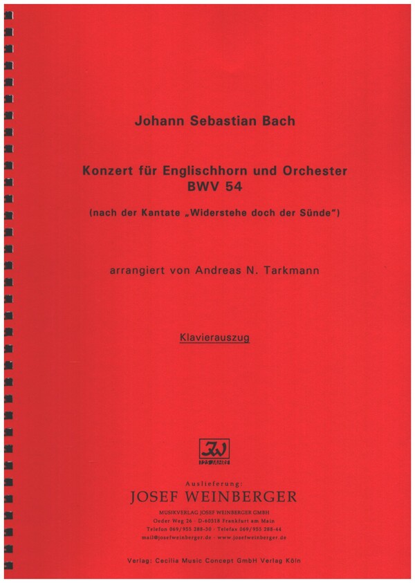 Konzert BWV54 &nbsp;&nbsp;für Englischhorn und Orchester &nbsp;&nbsp;für Englischhorn und Klavier