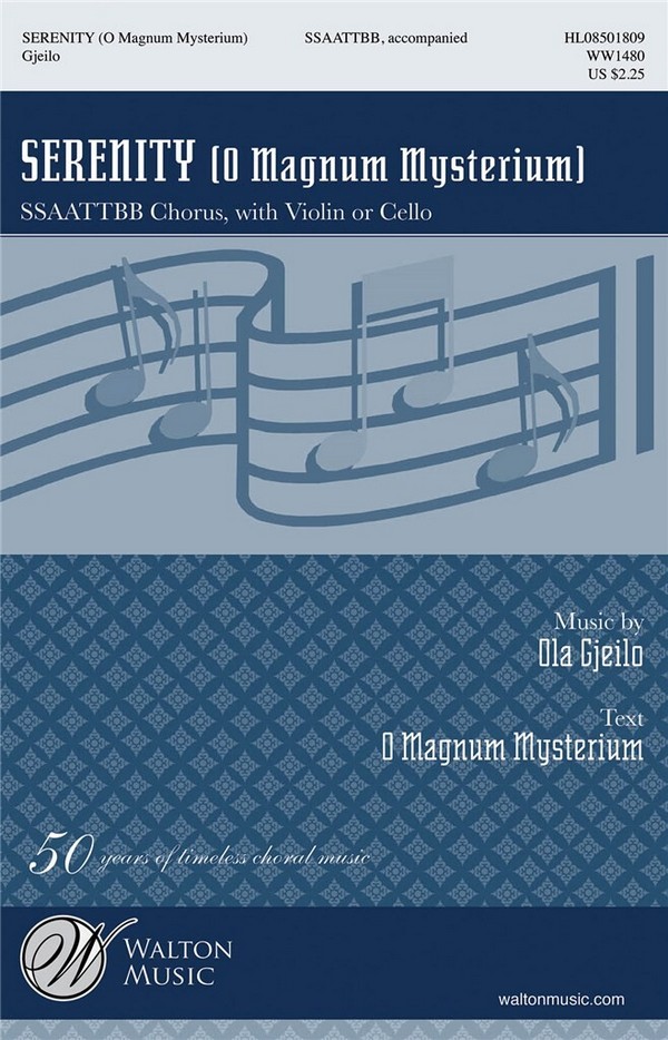 Serenity&nbsp;&nbsp;for mixed chorus and violin (cello)&nbsp;&nbsp;score