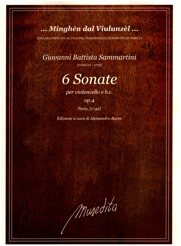 6 Sonaten op.4  für Violoncello und Bc  Partitur und Stimmen (Bc nicht ausgesetzt)