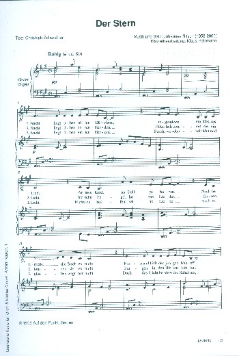Der Stern  für Gesang und Klavier (Orgel)  Verlagskopie