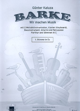 Barke für 2 Melodieinstrumente, Gitarre,  Bassinstrument, Klavier und Percussion  1. Stimme in Es